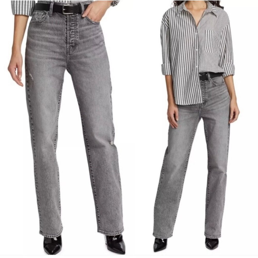 Pistola Cassie Super High Rise Straight Leg Jeans Gray Sz 30